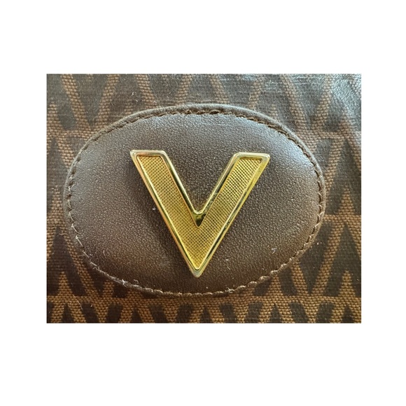 Valentino Brown Patterned satchel Handbag with V Logo - Picture 2 of 9